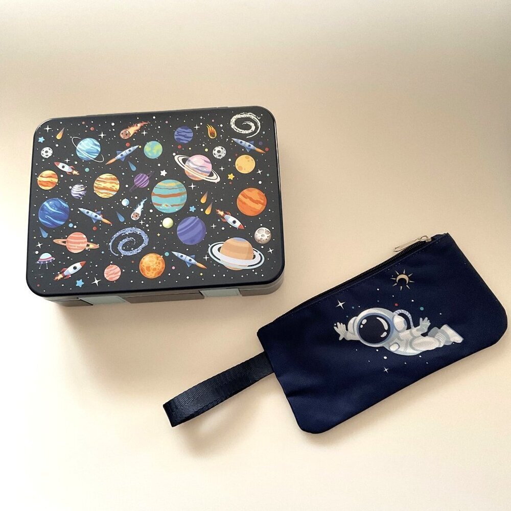NEW ASTRONAUT BACKPACK BENTO LUNCH BOX SET 6 PCS BOOKBAG - Picture 12 of 16
